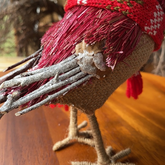 Pottery Barn Sisal, Pinecone and Twig Holiday Owl with Scarf and Burlap body 🦉 - Picture 6 of 16